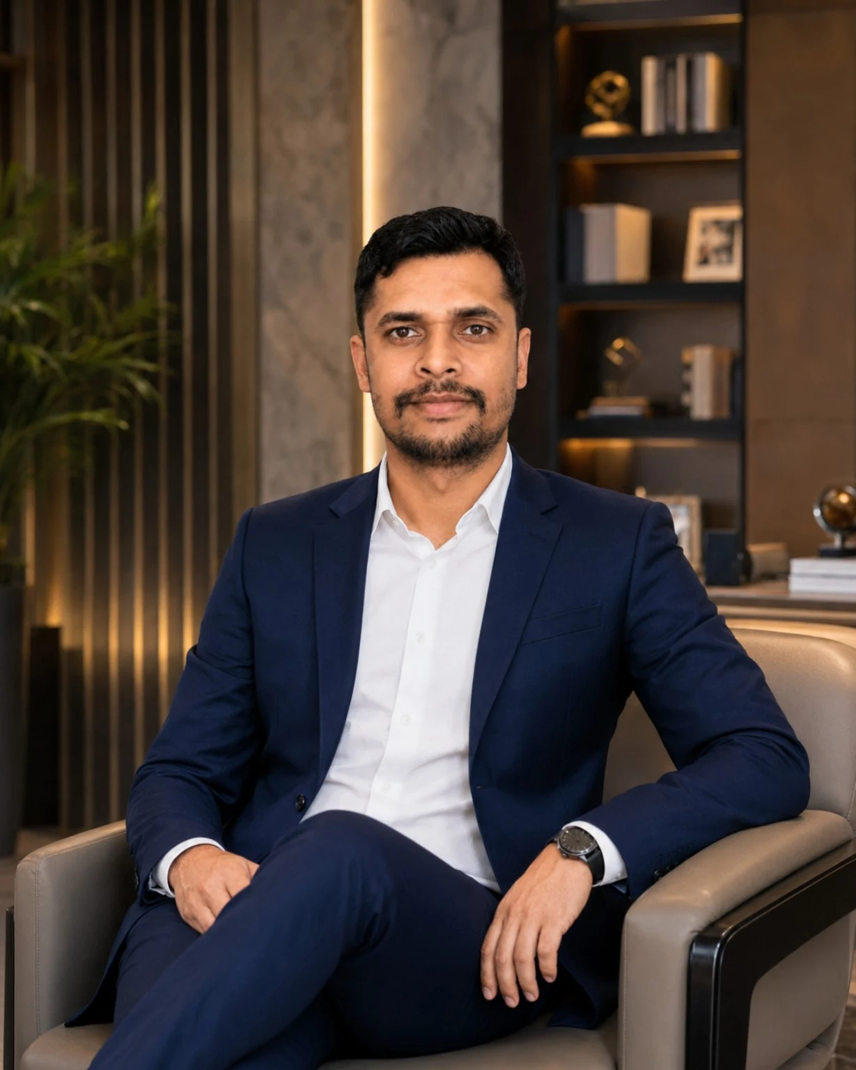 Raju Kumar Mishra seated in an executive setting